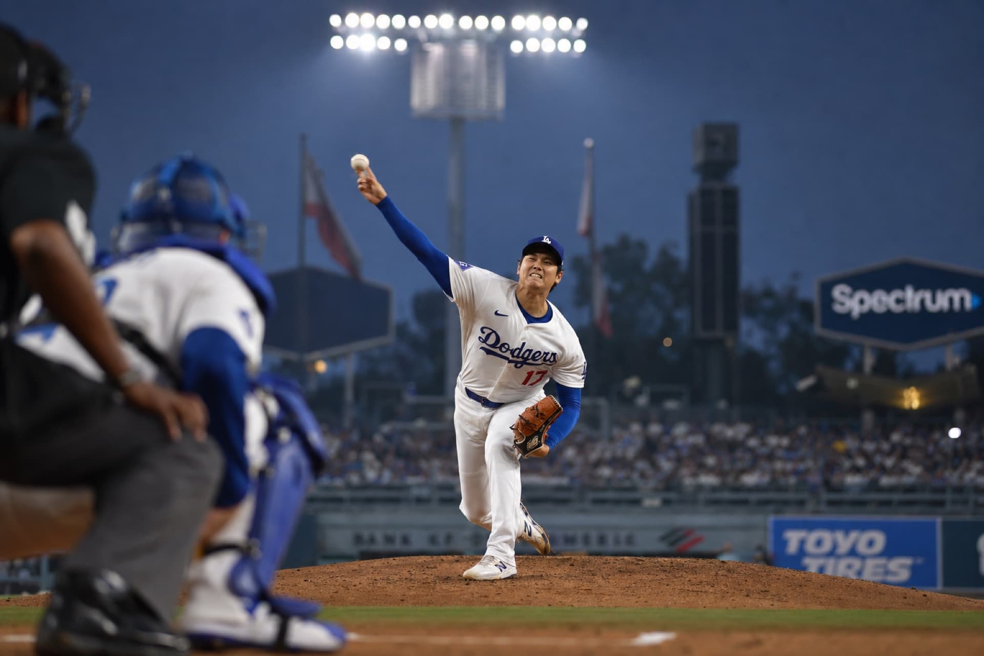Shohei Ohtani pitching from the mound